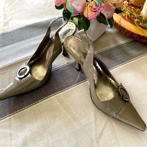BCBGirls Gray sling back heels, size 8 1/2